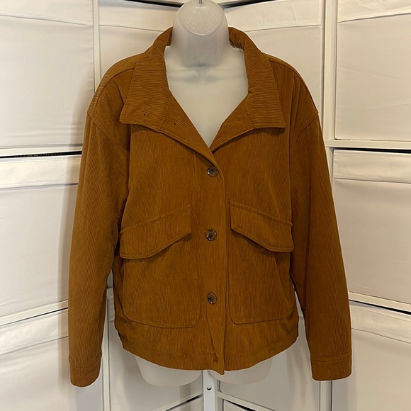 Bagatelle NWOT Chunky Brown Soft Faux Sherpa Lined Corduroy Jacket W/Pockets - Picture 1 of 7